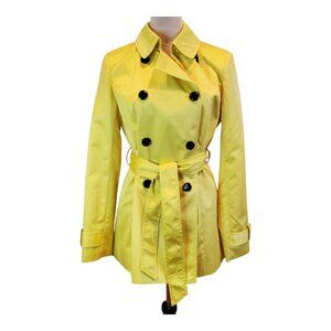 INC International Concepts SZ M Bright Yellow Belted Trench Rain Coat